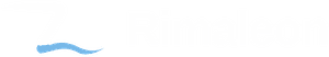 Rimaleon wordmark logo in white and light blue